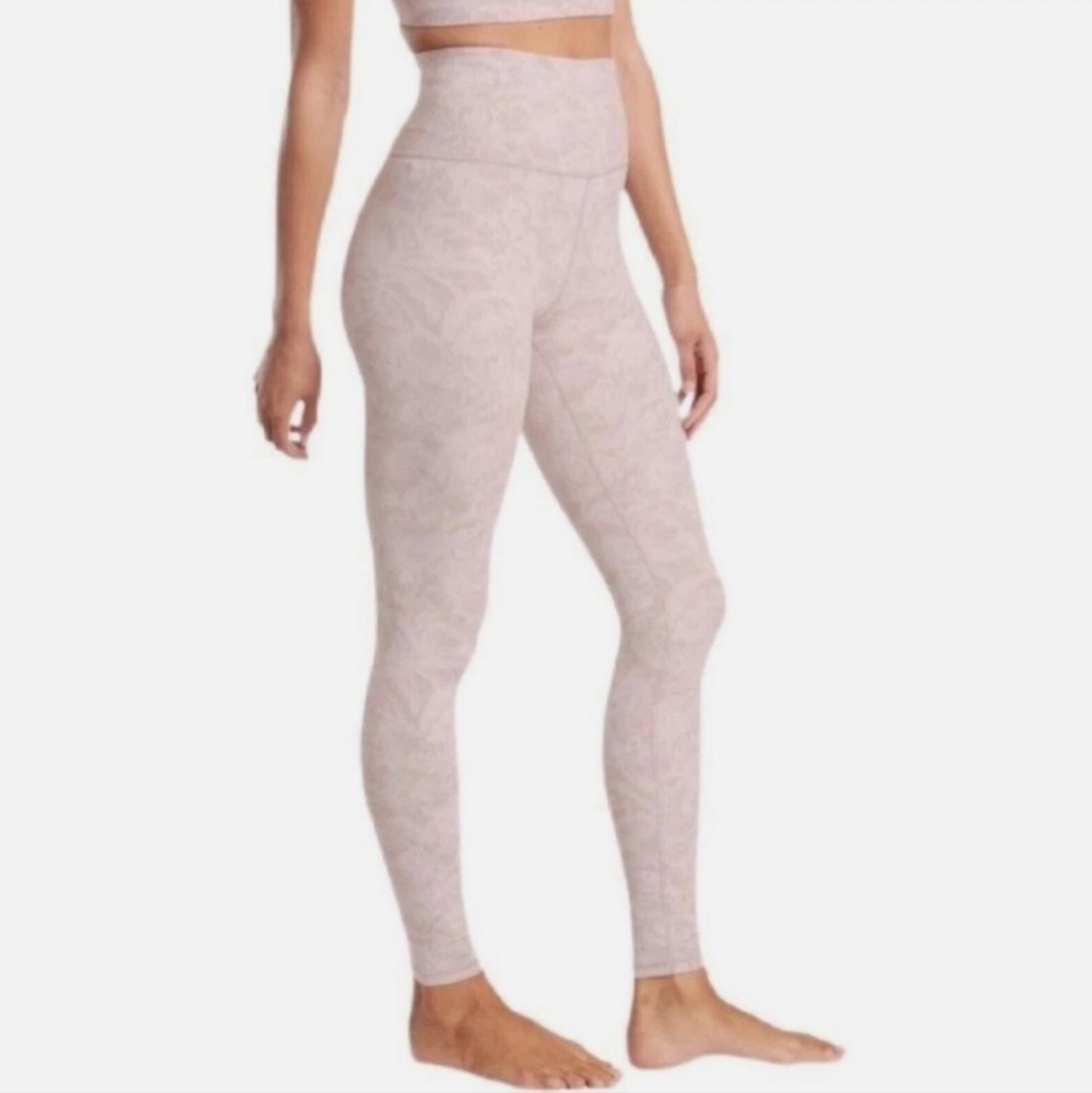 Athleta Elation Textured Tight Frosted Pink Floral Leggings Size S #631920